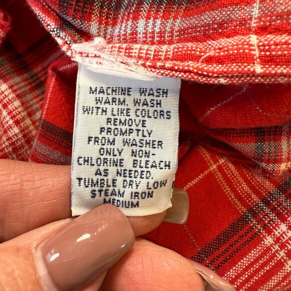 Polo by Ralph Lauren Red Black‎ Plaid Short Sleeve Button Down Size L - Picture 5 of 8